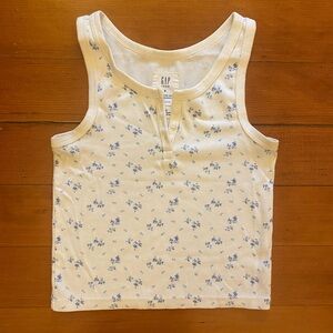 Gap white tank top blue floral